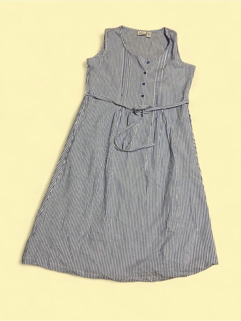 Adjustable Blue and White Striped Sleeveless Dress - size L